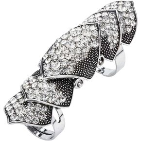 Szxc Women's Double Full Finger Armor Knuckle Long Adjustable Ring Halloween Party Accessories Costume Jewelry Gifts