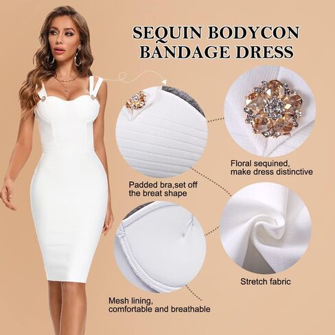 BEAUKEY Double Strap Bodycon Knee Length Bandage Dress in Saudi Arabia