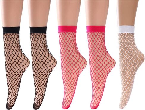 DEEP TOUCH Women's anklet Fishnet Socks Lace Stort Sockings Hollow Out Anklet Dress Low Mesh Net Socks 5 Pairs in Saudi Arabia