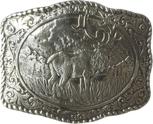 Nocona Men's Crumrine Silver Elk Scaloped Buckle, One Size in Saudi Arabia