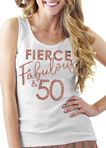 RhinestoneSash 50th Birthday Shirts for Women - 50th Birthday Tees - Rose Gold 50th Birthday Party Tshirts in Kuwait