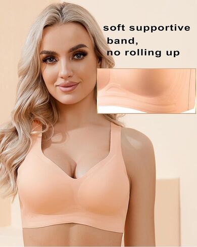 حمالة صدر على شكل كأس من PRETTYWELL للنساء بدون سلك مبطن بدون سلك ورقبة على شكل حرف V حمالات صدر لاسلكية فائقة الراحة للاستخدام اليومي حمالة صدر رافعة in Kuwait
