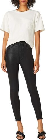 HUDSON Jeans Centerfold Extreme High-Rise Super Skinny باللون الأسود اللامع in Saudi Arabia