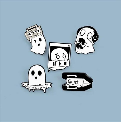 5Pcs Ghost Enamel Pin Punk Music Style Badges Pin Black Humor Skull Brooch Pins Set Cute Lapel Pin Women Men Girls Boys Hat Bag Clothing Accessories Jewelry Gift, Metal, no gemstone in Kuwait