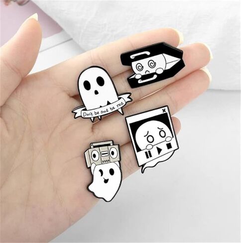 5Pcs Ghost Enamel Pin Punk Music Style Badges Pin Black Humor Skull Brooch Pins Set Cute Lapel Pin Women Men Girls Boys Hat Bag Clothing Accessories Jewelry Gift, Metal, no gemstone in Kuwait