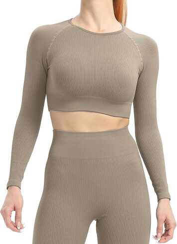 قمصان قصيرة الأكمام للسيدات من VALANDY بدون خياطة للتمرين، قمصان ضيقة أساسية مضلعة برقبة دائرية in Kuwait