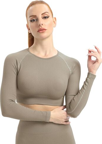 قمصان قصيرة الأكمام للسيدات من VALANDY بدون خياطة للتمرين، قمصان ضيقة أساسية مضلعة برقبة دائرية in Kuwait