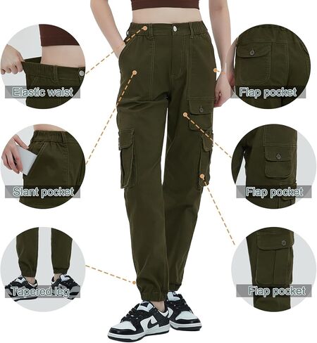 سراويل الركض النسائية عالية الخصر مع 7 جيوب للعمل في الهواء الطلق Y2K قطن Sweatpants مرونة الخصر التكتيكية in Kuwait