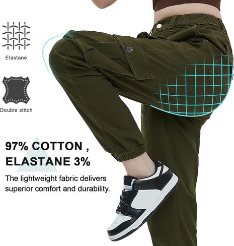 سراويل الركض النسائية عالية الخصر مع 7 جيوب للعمل في الهواء الطلق Y2K قطن Sweatpants مرونة الخصر التكتيكية in Kuwait