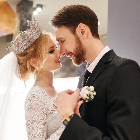 yyoemas تيجان الملكة كريستال مستديرة للنساء، تاج كعكة تاج من حجر الراين الذهبي الوردي، تاج تاج الزفاف لحفلات أعياد الميلاد وحفلات أعياد الميلاد وإكسسوارات الشعر لمهرجانات الملكة in Kuwait