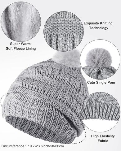 Shihanee 12 Pack Winter Beanie Hat and Gloves Set for Women Knitted Pom Hat Fleece Lined Skull Cap with Women Touchscreen Gloves, 6 Colors in Kuwait