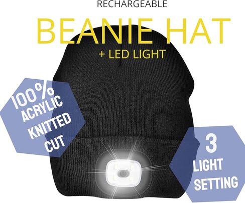 قبعة صغيرة للجنسين باضاءة LED قابلة لاعادة الشحن بمنفذ USB، قبعة شتوية محبوكة باضاءة ليلية in Kuwait