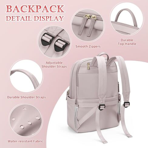 حقيبة ظهر للكمبيوتر المحمول للسيدات من GOLF SUPAGS تناسب دفتر ملاحظات نحيف مقاس 15.6 بوصة حقيبة كمبيوتر يومية كاجوال للعمل والسفر ومحفظة ظهر جامعية (أسود) in Kuwait