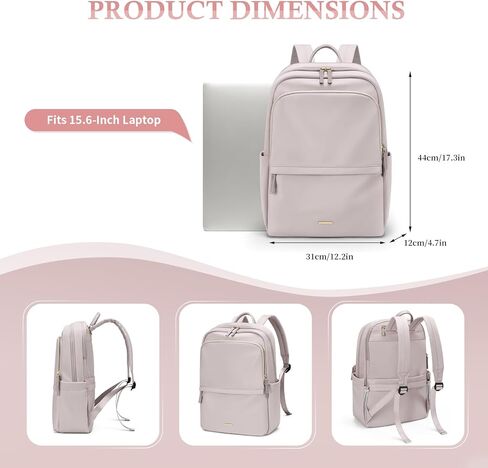 حقيبة ظهر للكمبيوتر المحمول للسيدات من GOLF SUPAGS تناسب دفتر ملاحظات نحيف مقاس 15.6 بوصة حقيبة كمبيوتر يومية كاجوال للعمل والسفر ومحفظة ظهر جامعية (أسود) in Kuwait