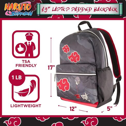 Naruto 13 Inch Sleeve Laptop Backpack, Padded Computer Bag for Commute or Travel, Shinobi Headband, One Size in Saudi Arabia