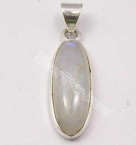 925 Fine Silver Rainbow Moonstone tcw 8.0 Pendant 1.3" Jewelry in Saudi Arabia