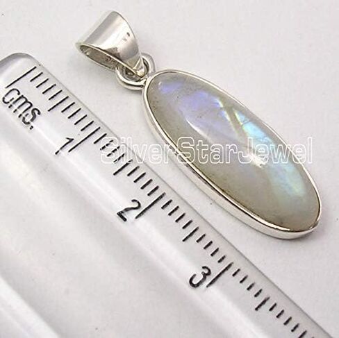 925 Fine Silver Rainbow Moonstone tcw 8.0 Pendant 1.3" Jewelry in Saudi Arabia