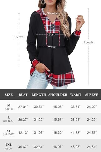 سترة نسائية ذات قلنسوة مرقع منقوشة تونيك، أكمام طويلة، سويت شيرت خريفي كاجوال مع رباط in Kuwait