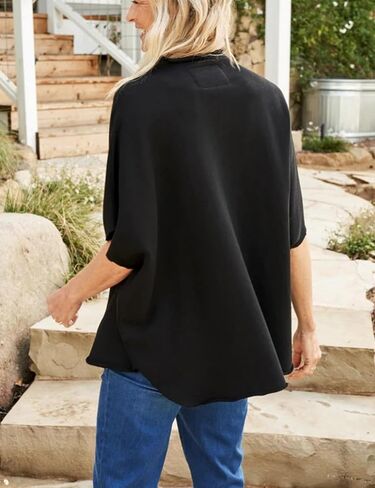 OPCAKM Women's Oversized Funnel Neck Tops 3/4 Batwing Sleeve Capelet Casual Workout Pullover Sweatshirts in Kuwait