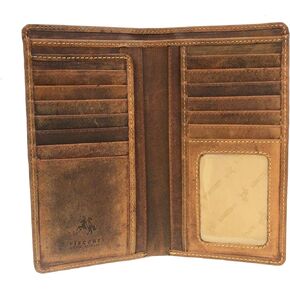 Visconti 724 Hunter Distressed Brown Leather Tall Bi-fold Wallet for Home, Business, or Travel 7"x 4"x 1" (Oil Tan)