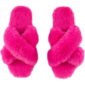 Shiraleah Christina Slippers, Magenta Slippers Criss Cross Fluffy Size L/XL in Saudi Arabia