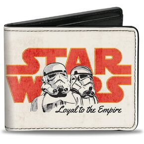 Buckle-Down Men's Wallet, Bifold, Star Wars Stormtroopers Pose Loyal to The Empire Ivory, Vegan Leather, 4.0" x 3.5"
