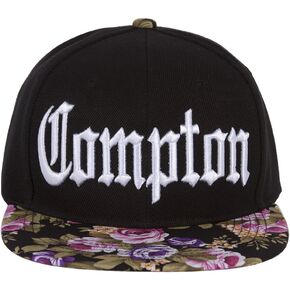 Mens Compton Hat - Embroidered Olde English LA Snapback Cap, Black
