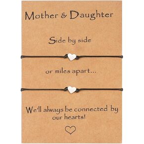 Mother Daughter Bracelets Set for 2/3/4, Mother Daughter Gift Mom and Daughter Heart Matching Bracelets Jewelry Mothers Day Valentines Gifts for Mom Daughter Birthday
