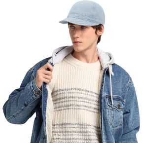 CLAPE Short Brim Baseball Cap 100% Denim Cotton Caps Classic Dad Cap for Men Women Unstructured Flat Bill Hat Snapback Caps