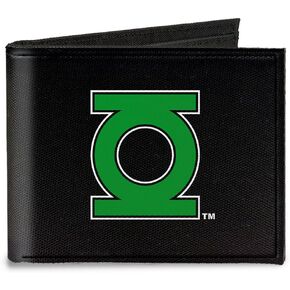 Buckle-Down Canvas Bi-fold Wallet-Green Lantern Logo Close-up Black/gr