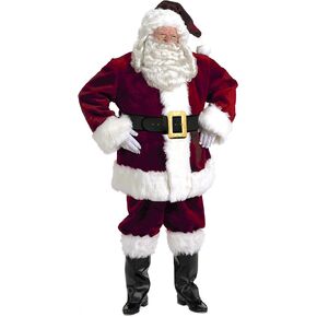 Halco Majestic Santa Suit Claus Deluxe Thick Burgundy Plush Pile Full Costume Set Outfit