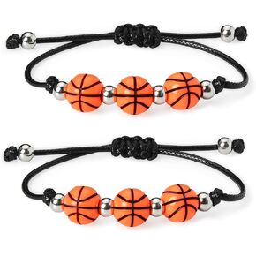 Basketball Party Favors Sports Bracelets for Boys Girls Gifts for Basketball Players Basketball Inspiration Bracelet 2 Pcs Beaded Bracelets for Men Women Birthday Gifts for Basketball Lovers Fans