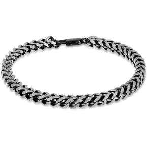 Metro Jewelry 8.5 to 9 Inches Long Bracelet for Men in Stainless Steel with Yellow Gold or Black Ion Plating - Foxtail Chain Lobster Claw Clasp in Saudi Arabia