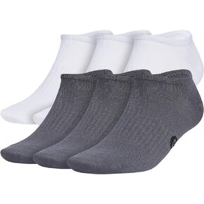 adidas Men's Superlite Classic No Show Socks Low-Profile fit, Arch-Compression and Lightweight Breathable Construction (6-Pair), White/Black/Onix Grey, Large