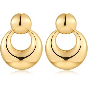 Gold Dangle Earrings For Women Gold Geometric Twisted Earrings Gold Teardrop Earrings Gold Circle Earrings Silver Earrings Gold Trapezoid Filigree Earrings Perfect Holiday Earring Gift