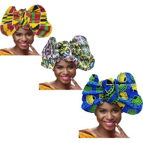 SHENBOLEN Women African Scarfs Ankara Print Headwraps Random 3 Pcs Head wraps