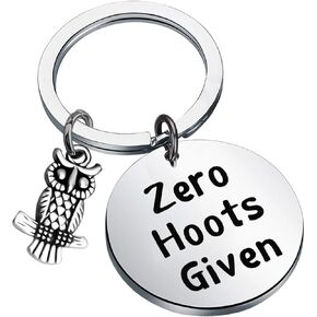 CENWA Owl Gift Owl Lover Gift Owl Pun Zero Hoots Given Owl Charm Keychain Funny Gift For Friends Nature Lover