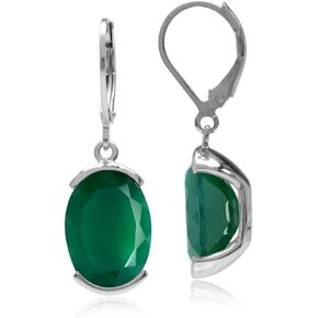 Silvershake 10.34ct. Natural Emerald Green Agate White Gold Plated 925 Sterling Silver Leverback Dangle Earrings