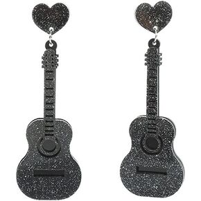 Acrylic Classical Guitar Earrings Retro Renaissance Rock Band Music Guitar Dangle Earrings Punk Style Violin Instrument Drop Earrings Hypoallergenic Lightweight Guitar Earrings for Women Girls