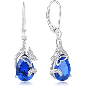 Dangle Drop Butterfly Earrings 925 Sterling Silver Teardrop Leverback Earrings Birthstones Jewelry Gifts for Women