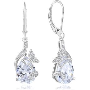 Dangle Drop Butterfly Earrings 925 Sterling Silver Teardrop Leverback Earrings Birthstones Jewelry Gifts for Women in Kuwait