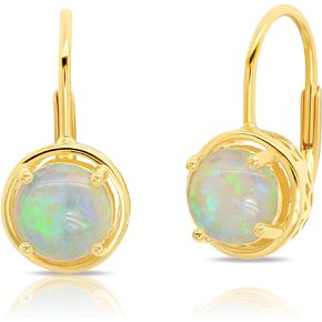 925 Sterling Silver Gemstone Round Dangle Earrings for Women 7mm with 18k Yellow Gold Overlay by MAX + STONE