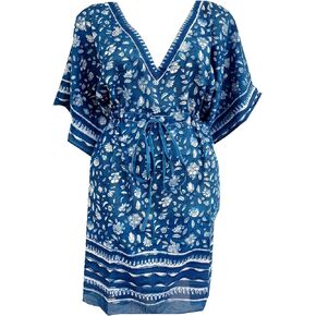 Women's Kaftan Pure Cotton Hand Block Printed for Swimsuit & Cover-up