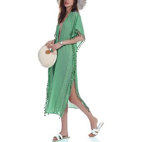 Uniexcosm Womens Swim Cover up Short Sleeve Side Split Long Kimonos Cardigans Swimsuit Cover Ups Dress