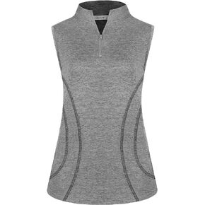 MOQIVGI Womens Golf Shirt Sleeveless 1/4 Zip Trendy Casual Workout Tank Tops with Collar