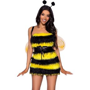 Leg Avenue Women's 3 Pc Bizzy Bee Costume with Dress, Wing Harness, Headband
