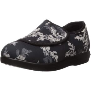Propét womens Cush 'N Foot Slipper, Black Floral, 9.5 XX-Wide US