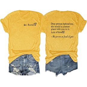 تي شيرت نسائي HDLTE بمقاس كبير لطيف Be Kind Blessed برسومات قصيرة الأكمام وقلب الحب للمعلم in Kuwait