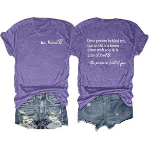 HDLTE Womens Plus Size Tops Cute Be Kind Blessed Graphic Tees Short Sleeve Love Heart Teacher Shirt