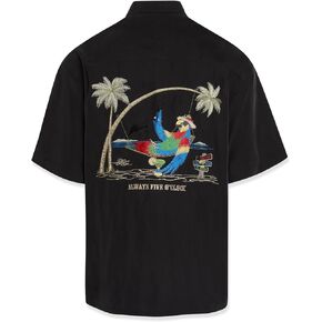 Bamboo Cay Mens Short Sleeve Always 5 Oclock Casual Embroidered Button Up Shirt